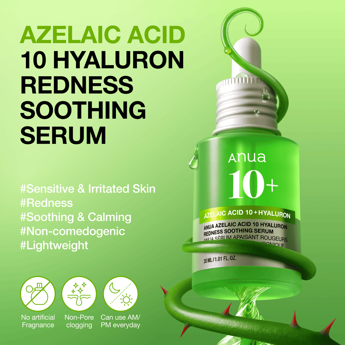 AZELAIC ACID 10 HYALURON Redness Soothing Serum
